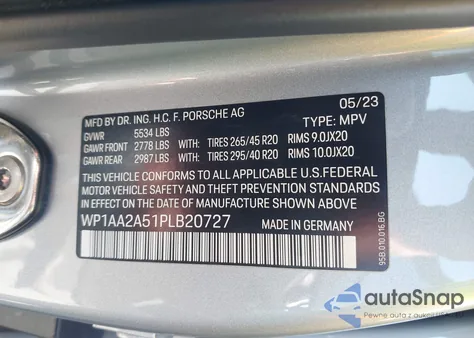 2023 Porsche Macan T from USA, damaged, VIN WP1AA2A51PLB20727